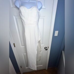 Forever 21 Small Ivory Sweetheart High Slit Bodycon Midi Gown Dress S Bridal